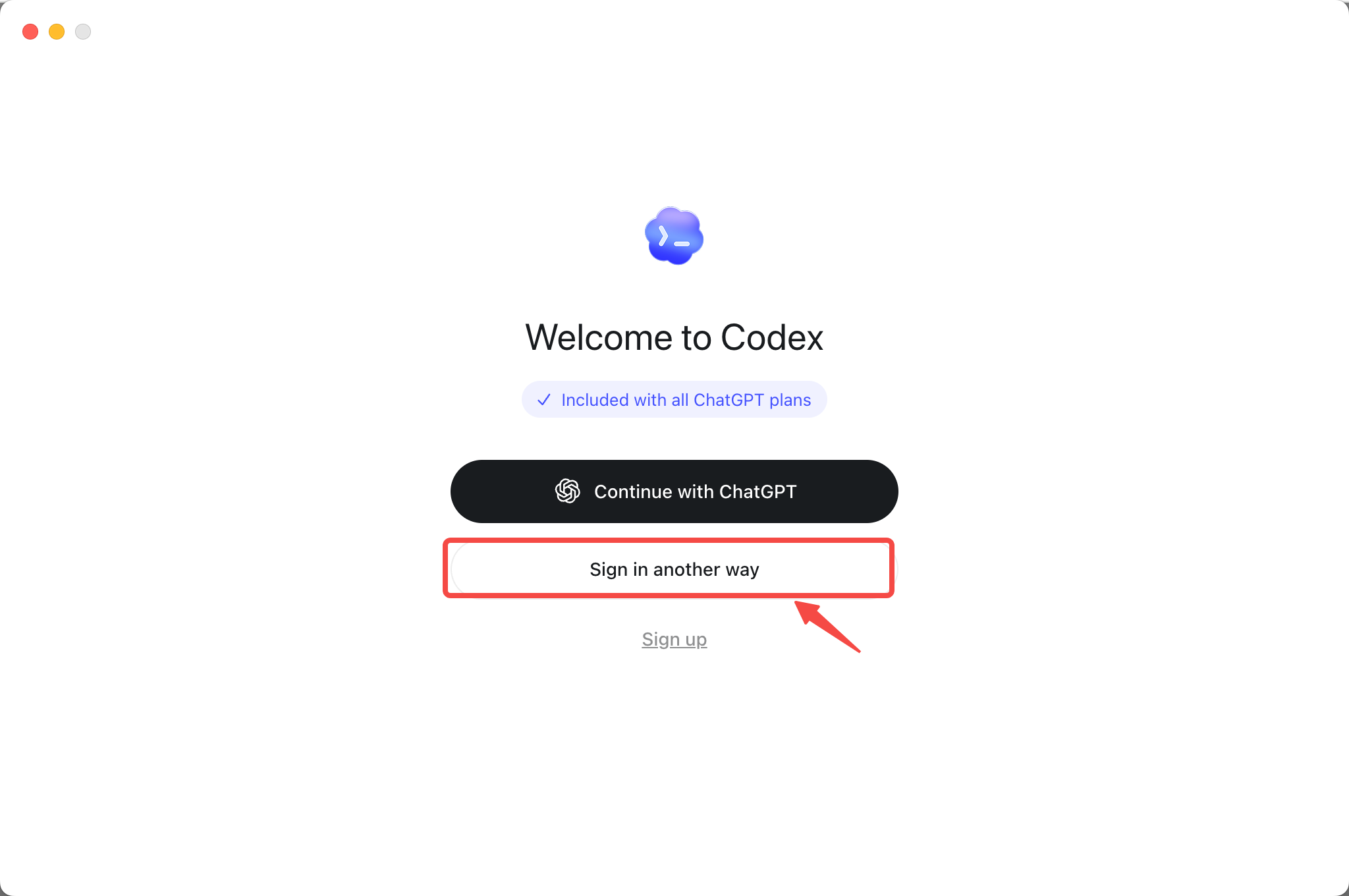 Codex 桌面端选择其他登录方式